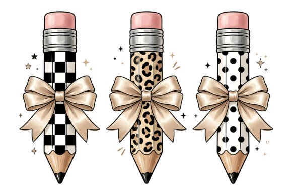 Bow Pencil Bundle PNG Design for Creative Projects