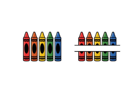 Colorful Crayon Vector Illustration Set
