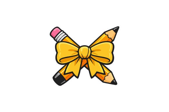 Cute Pencil Bow Icon: A Playful Design Asset for Creatives