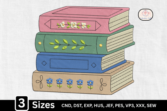 Embracing the Cozy Aesthetic: The Floral Book Lover Stacked Book Embroidery Design