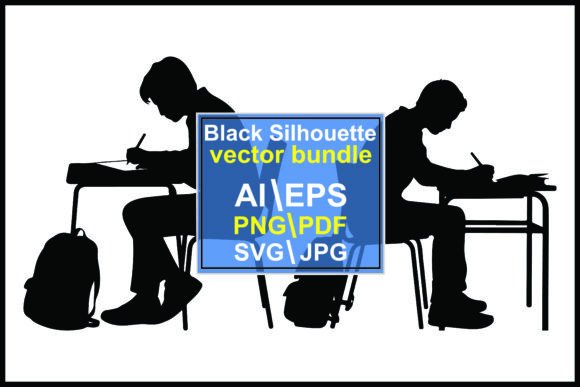 Silhouette Students at Desks Writing: A Design Resource Evaluation
