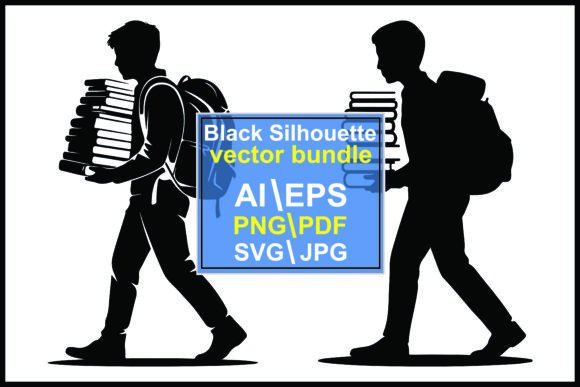 Silhouettes Students Carrying Books: A Creative Asset