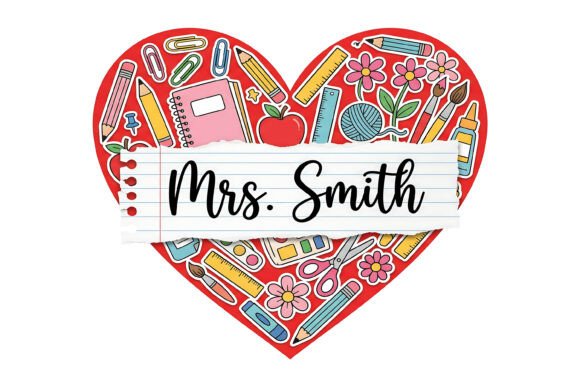 Transforming Classroom Decor with Teacher Heart Name PNG SVG Designs