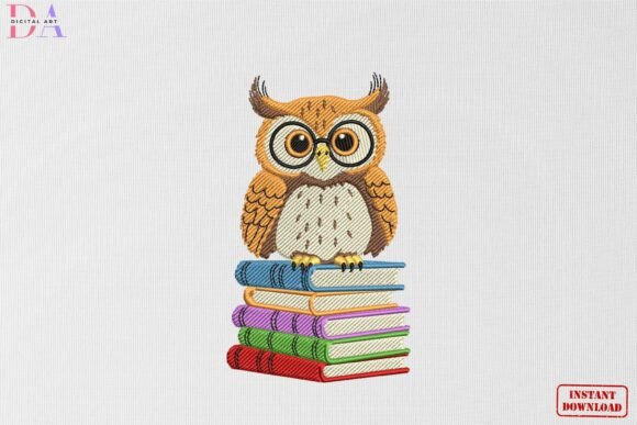 Wise Owl Book Stack: A Design Asset